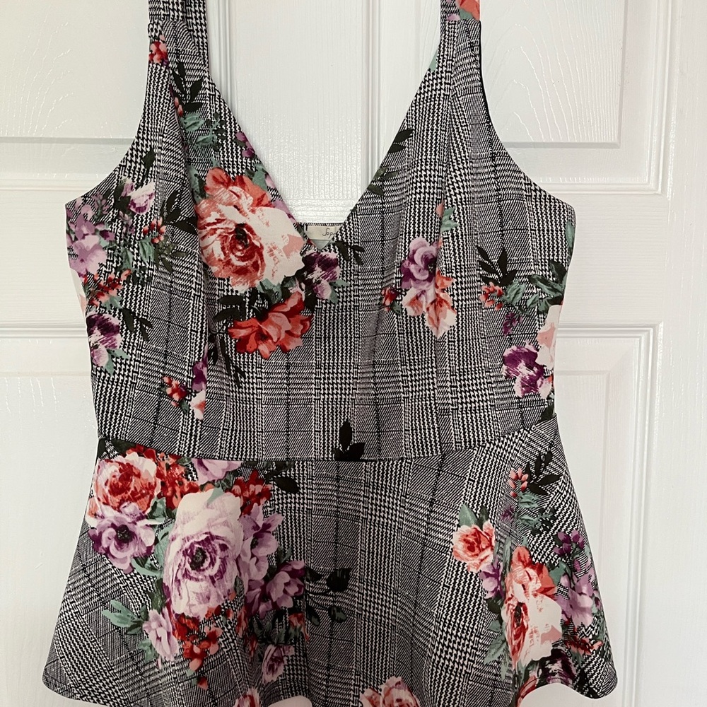 Soprano Black Floral Tank Top